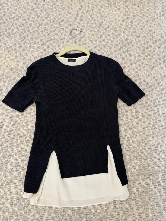 Joseph Tops - Joseph Navy merino knit with silk top attached underneath. Layered